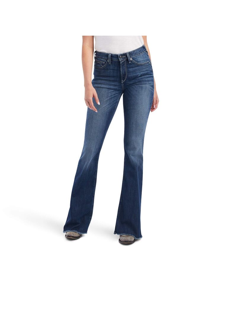 Jean Ariat R.E.A.L. High Rise Beverly Bling Flare Bleu Femme | HEO-98746234