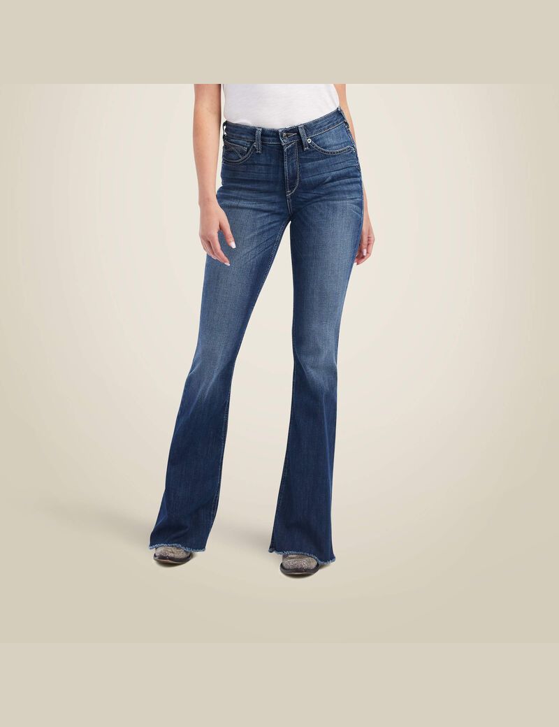 Jean Ariat R.E.A.L. High Rise Beverly Bling Flare Bleu Femme | HEO-98746234