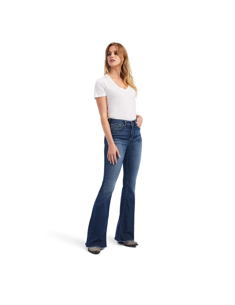 Jean Ariat R.E.A.L. High Rise Beverly Bling Flare Bleu Femme | HEO-98746234