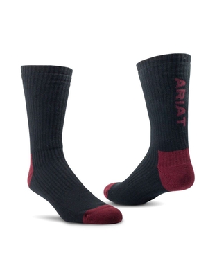 Chaussettes Ariat Premium Ringspun Coton Crew Travail 3PCS Noir Bordeaux Femme | GIN-83658381