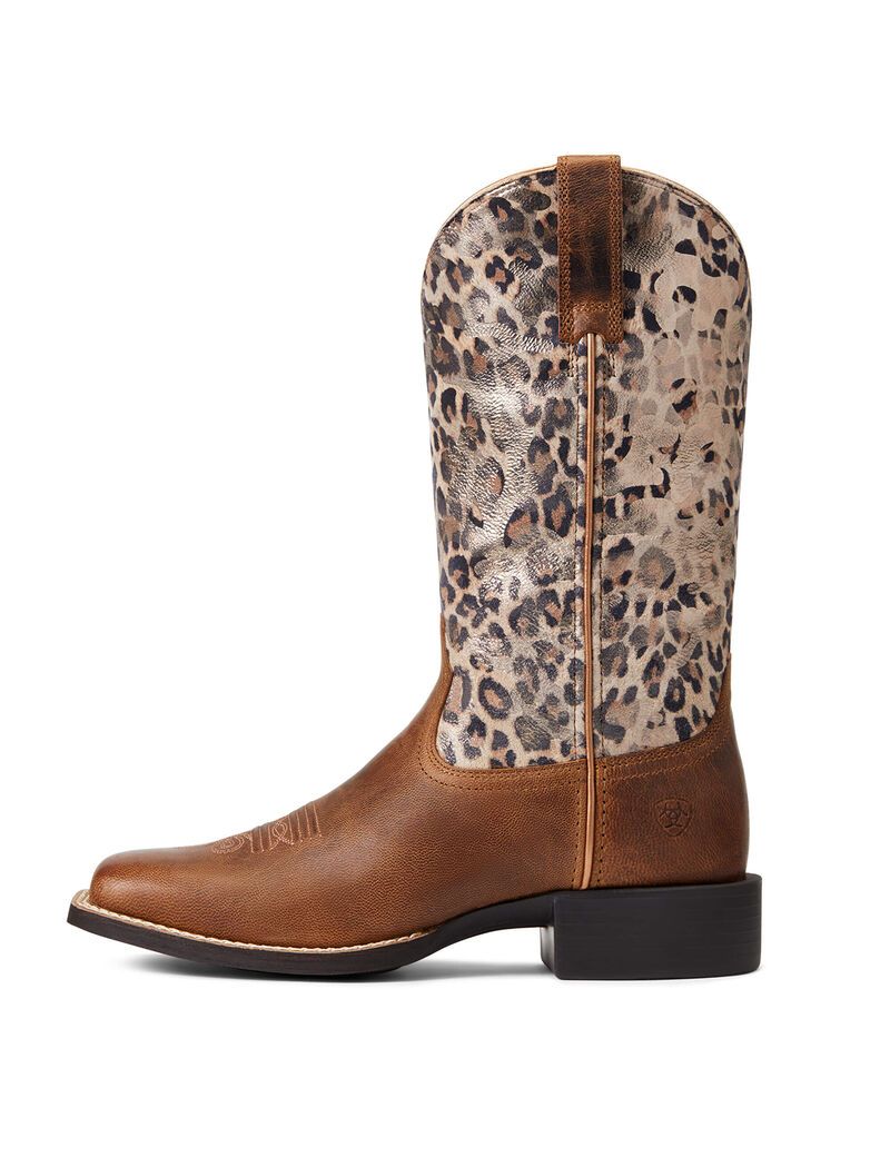 Bottes Western Ariat Round Up Larges Square Embout Marron Femme | HCX-76468005