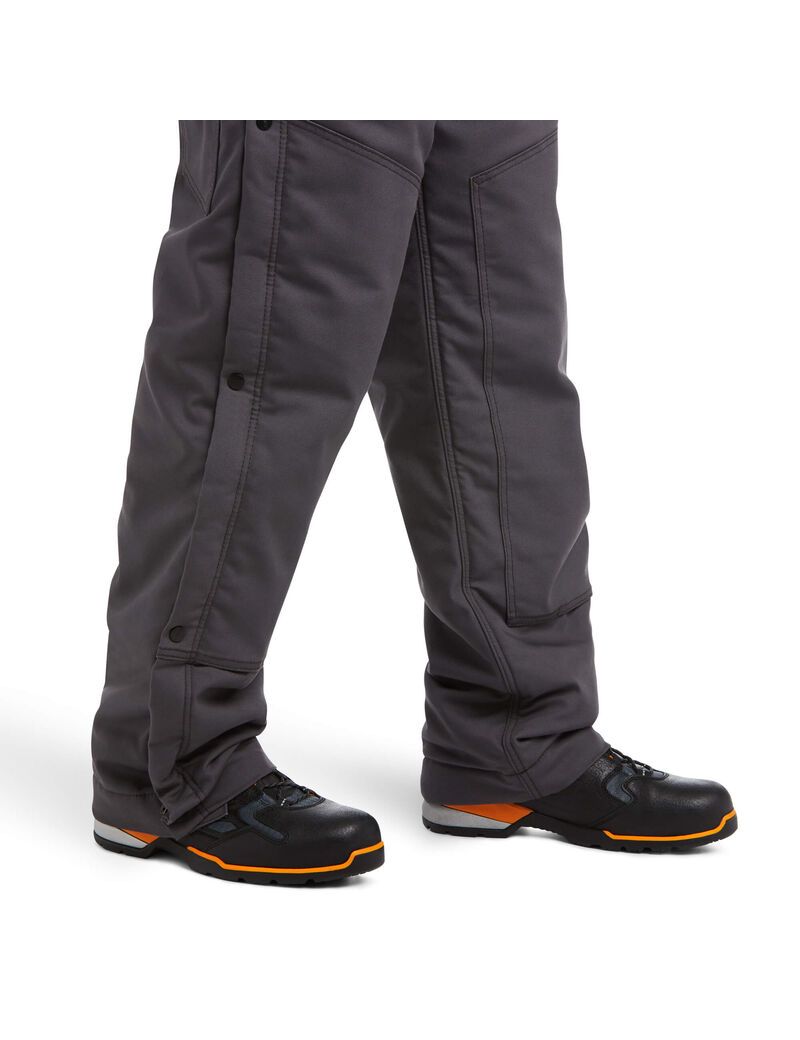 Pantalon Bib Ariat Rebar DuraCanvas Stretch Insulated Grise Homme | NJJ-20026680