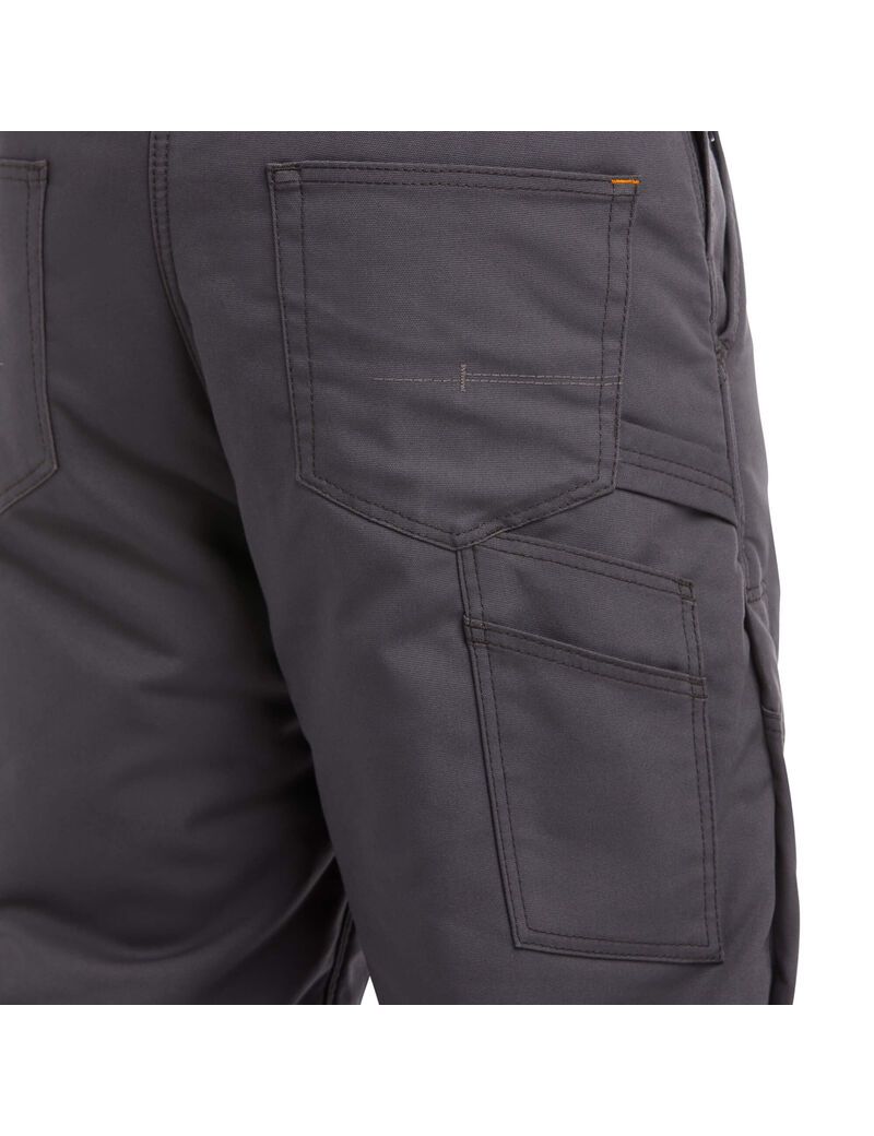 Pantalon Bib Ariat Rebar DuraCanvas Stretch Insulated Grise Homme | NJJ-20026680