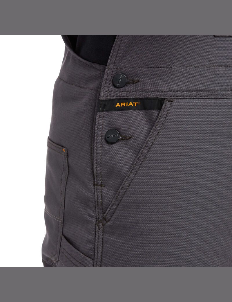 Pantalon Bib Ariat Rebar DuraCanvas Stretch Insulated Grise Homme | NJJ-20026680