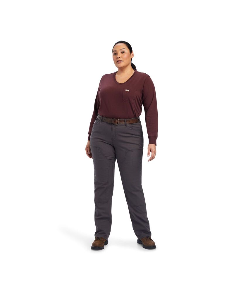 Vêtements De Travail Ariat Rebar DuraStretch Made Tough Double Front Pants Grise Femme | BNU-79761551