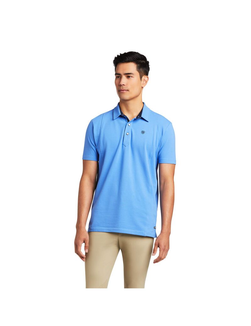 Polos Ariat Medal Bleu Homme | ZBI-92126634