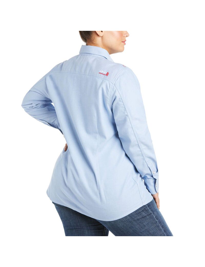 Chemises Ariat FR Solid DuraStretch Snap Travail Bleu Femme | FCA-43316755