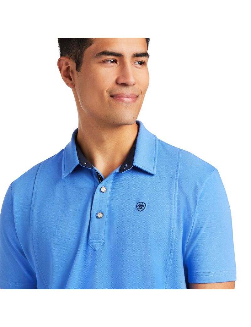 Polos Ariat Medal Bleu Homme | ZBI-92126634