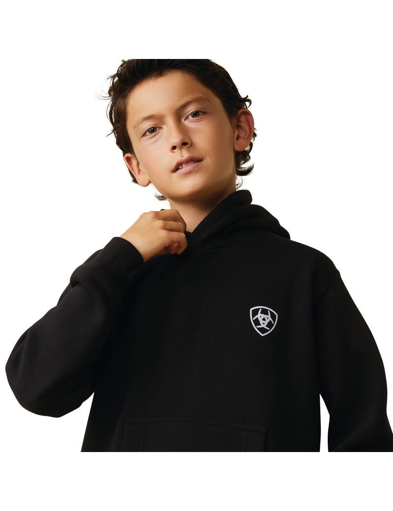 Sweat à Capuche Ariat Americana Block Noir Enfant | TUK-28621906