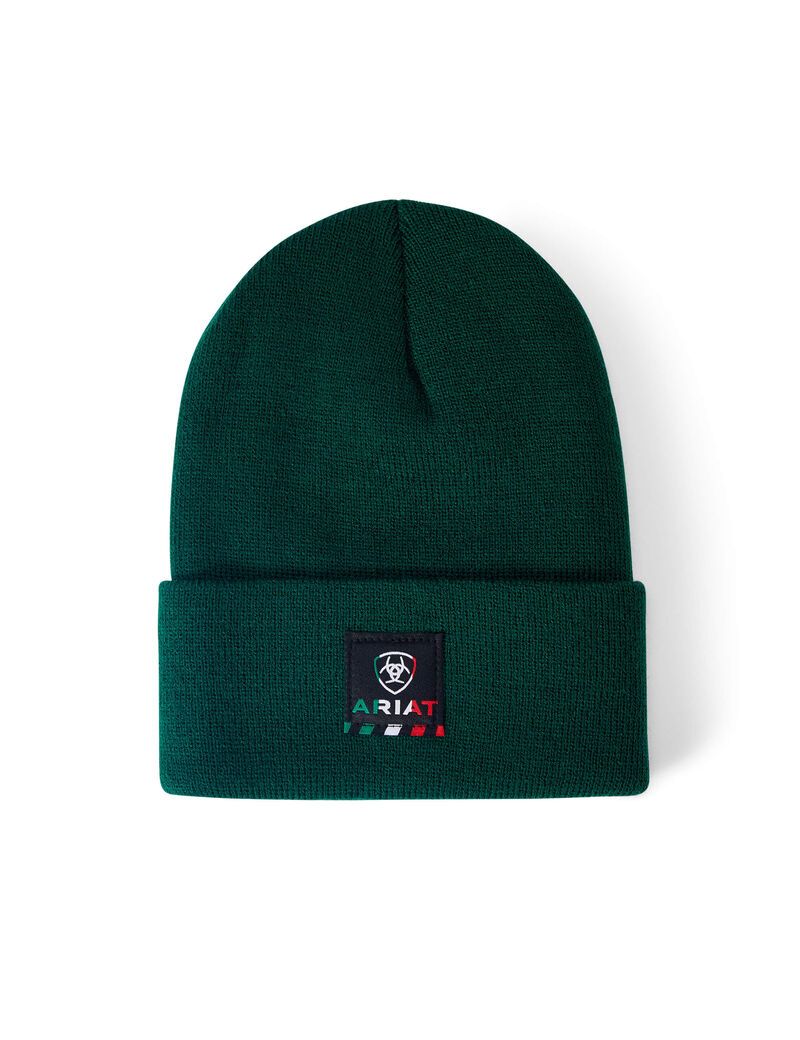 Chapeaux Ariat Rebar Mexican Flag Patch Beanie Vert Homme | LJZ-15177282