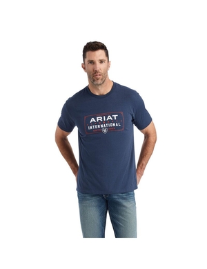 T Shirts Ariat Western Lockup Bleu Marine Homme | BRV-57741894