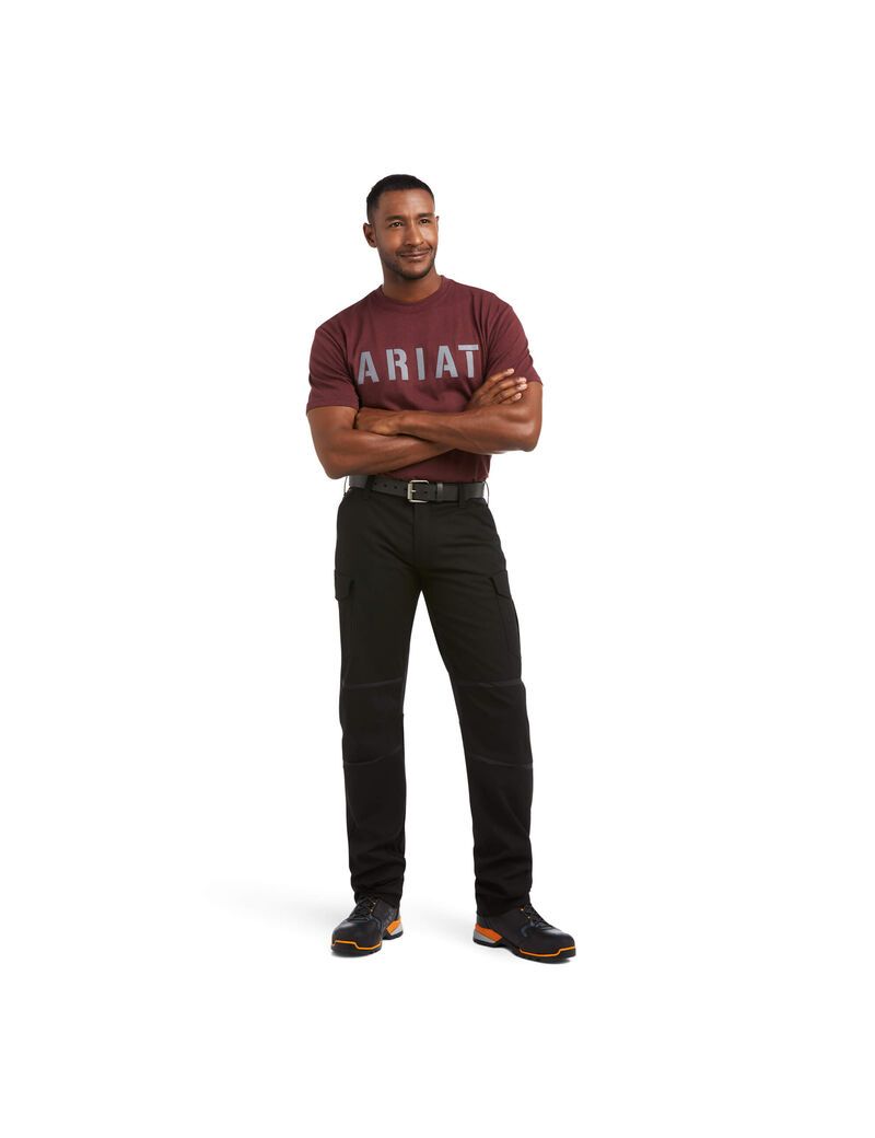 Pantalon Ariat Rebar M5 Droit DuraStretch Ripstop Cargo Droit Noir Homme | XGI-79854656