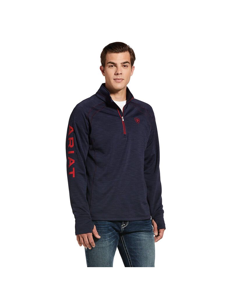 Sweats Ariat Tek Team 1/2 Zip Bleu Marine Homme | EER-63095207