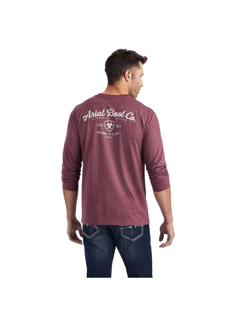 T Shirts Ariat Catégories Crest Bordeaux Homme | DYA-97687666