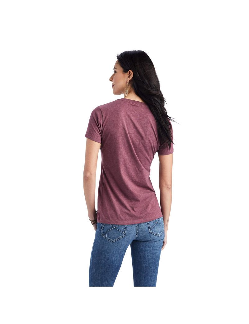 Hauts Ariat Floral Lettres Tee Bordeaux Femme | AJK-52812031