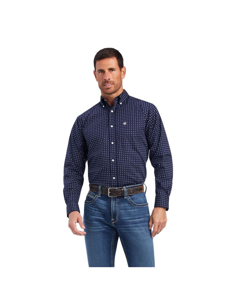 Chemises De Costume Ariat Niko Stretch Fitted Bleu Homme | EQA-50545160