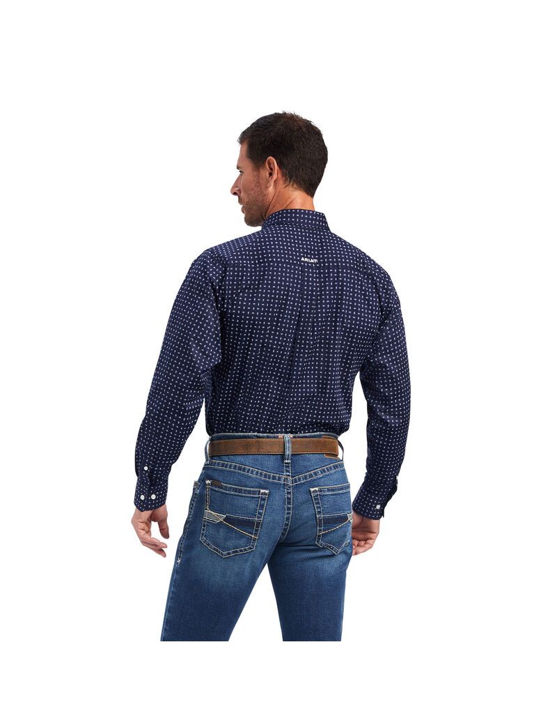 Chemises De Costume Ariat Niko Stretch Fitted Bleu Homme | EQA-50545160