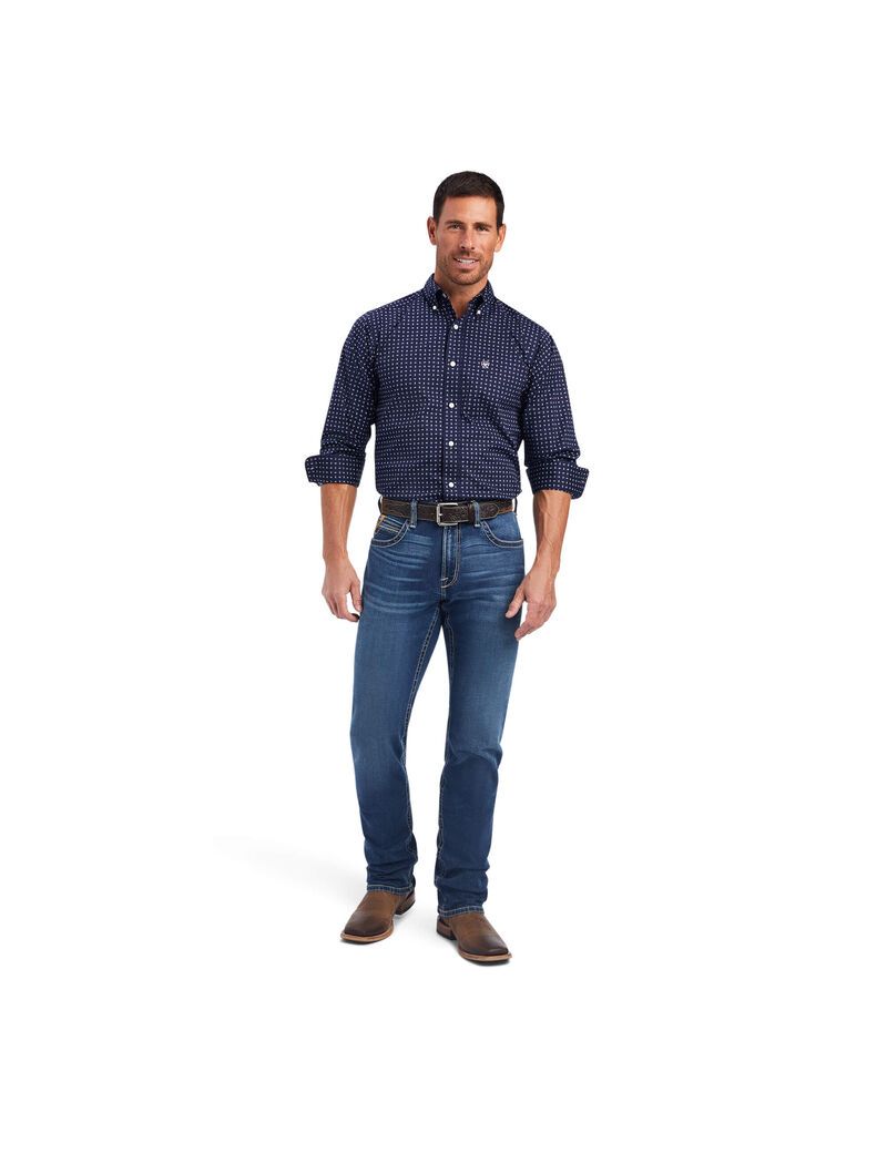 Chemises De Costume Ariat Niko Stretch Fitted Bleu Homme | EQA-50545160