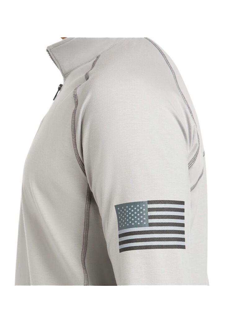 Chemises Ariat FR Combat Stretch Patriot 1/4 Zip Travail Argent Homme | WFN-83500466