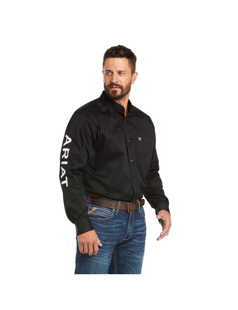 Chemises De Costume Ariat Team Logo Twill Classiche Fit Noir Blanche Homme | QBA-92906373