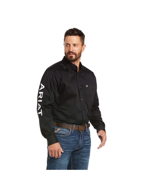 Chemises De Costume Ariat Team Logo Twill Classiche Fit Noir Blanche Homme | QBA-92906373