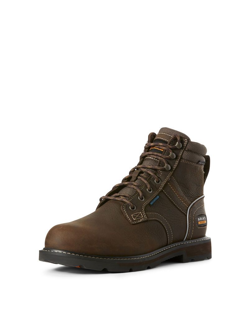 Bottes Imperméables Ariat Groundbreaker 6' II Steel Embout Travail Marron Foncé Homme | BSI-80826864