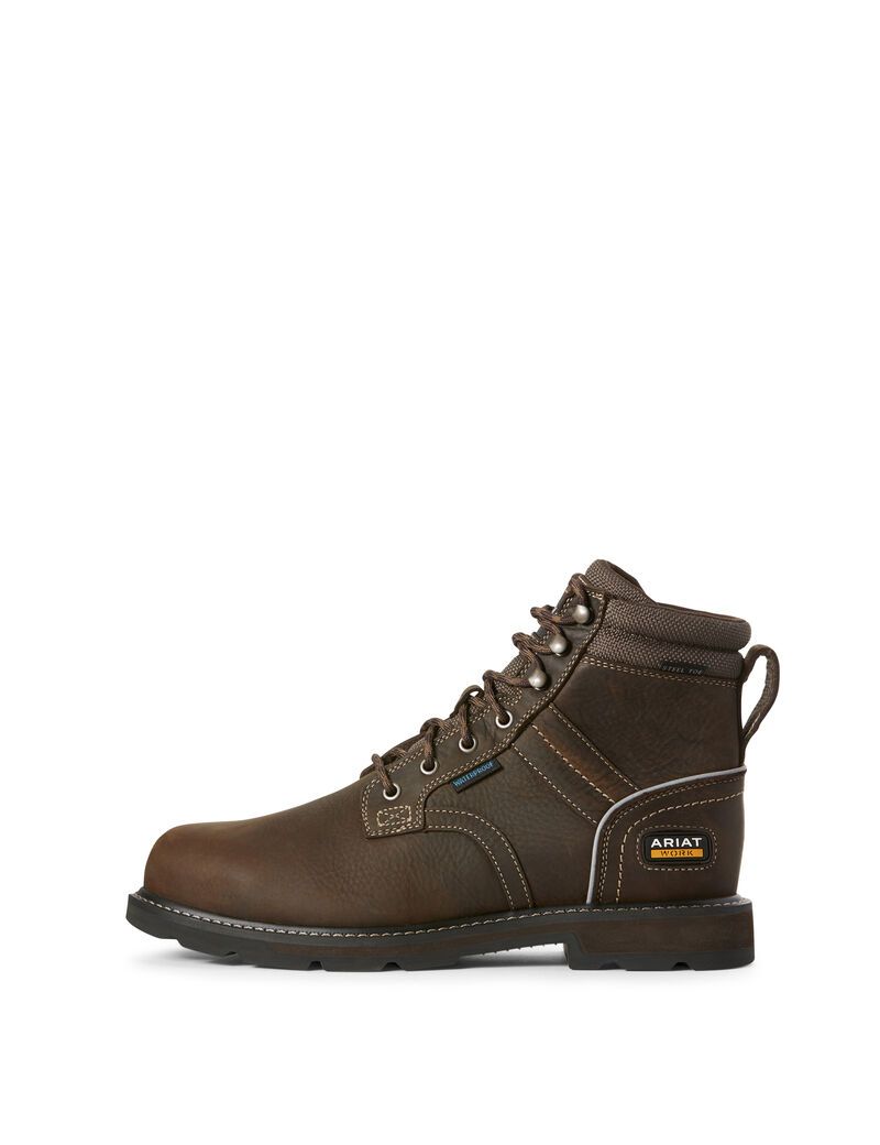 Bottes Imperméables Ariat Groundbreaker 6' II Steel Embout Travail Marron Foncé Homme | BSI-80826864