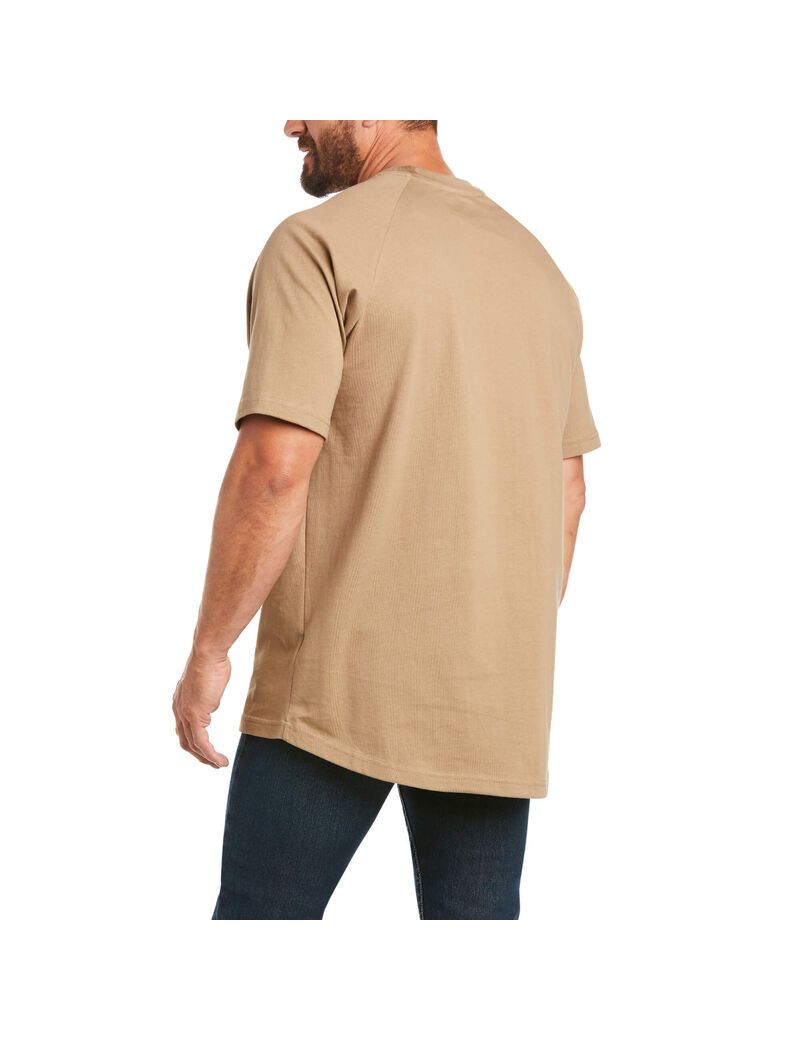 Vêtements De Travail Ariat Rebar Coton Strong T Shirts Kaki Homme | FAY-73050477