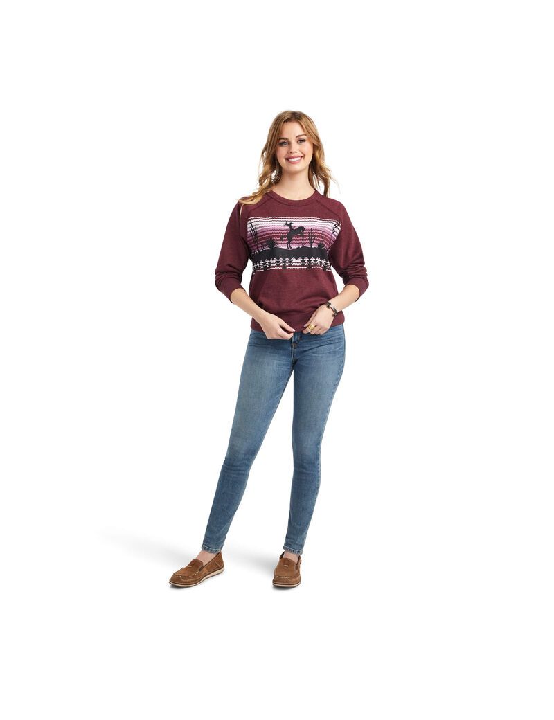 Sweats Ariat Desert Ride Crew Bordeaux Femme | QWE-34839787