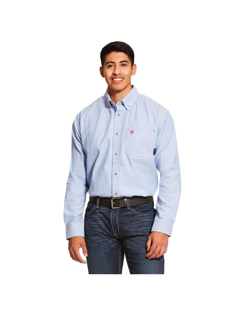 Chemises De Costume Ariat FR Solid Twill DuraStretch Travail Bleu Homme | SXX-81541483