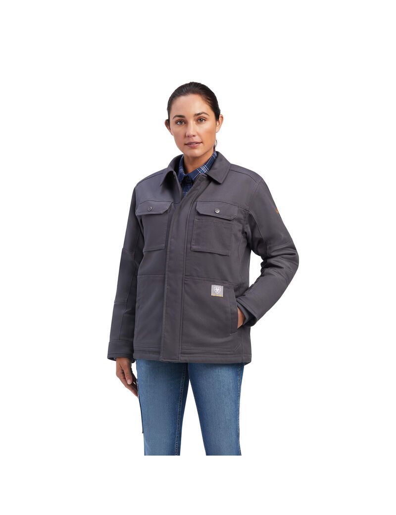 Vêtements De Travail Ariat Rebar DuraCanvas Sherpa-Doublée Coats Grise Femme | ONL-08948864