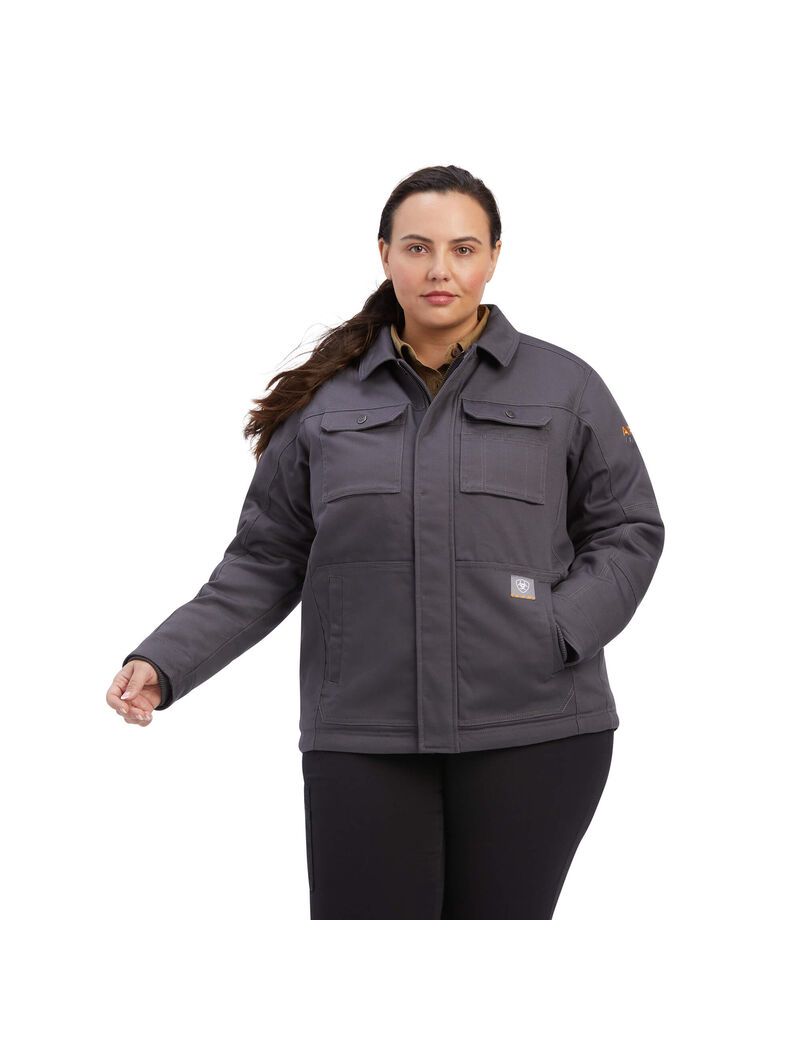 Vêtements De Travail Ariat Rebar DuraCanvas Sherpa-Doublée Coats Grise Femme | ONL-08948864