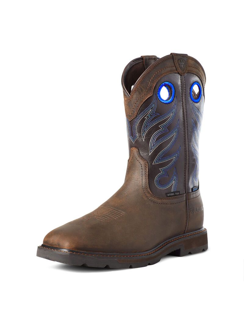 Bottes Imperméables Ariat Groundwork Steel Embout Travail Marron Foncé Homme | IJH-68643454