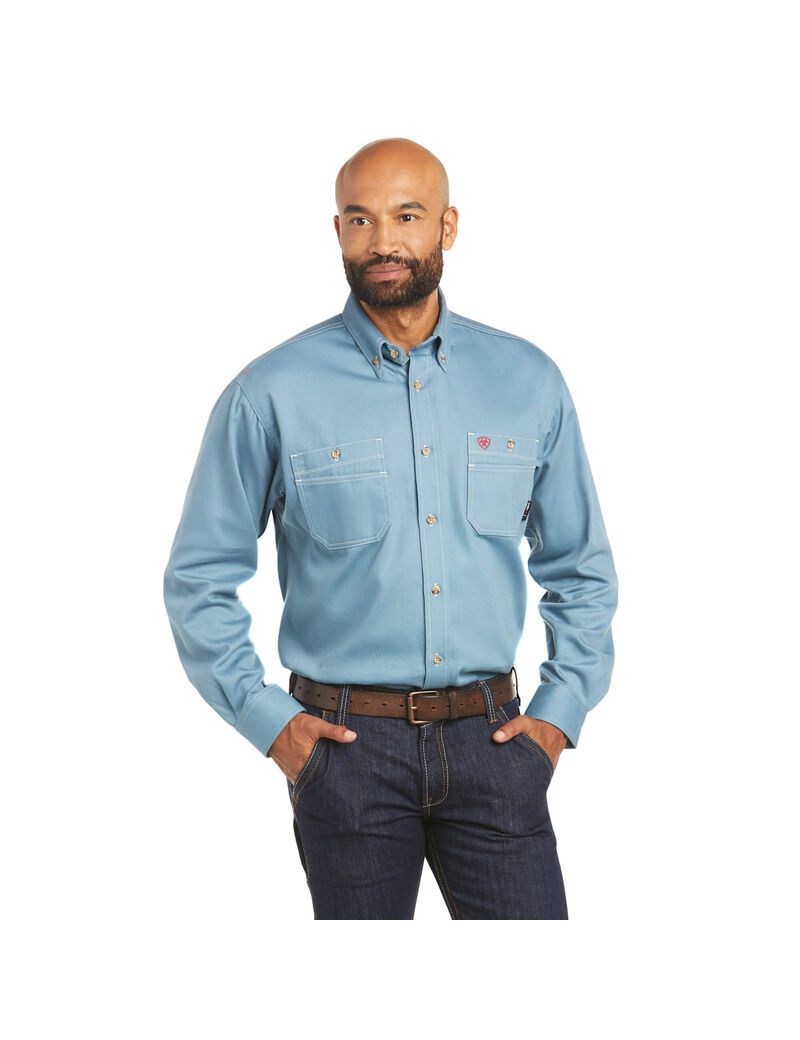 Chemises Ariat FR Vented Travail Grise Bleu Homme | YAE-29531787