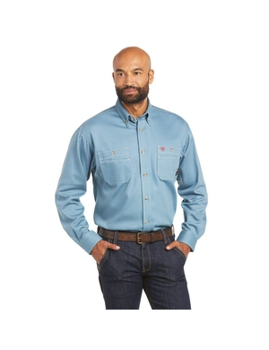 Chemises Ariat FR Vented Travail Grise Bleu Homme | YAE-29531787