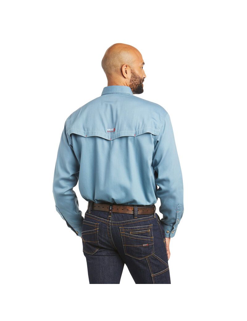 Chemises Ariat FR Vented Travail Grise Bleu Homme | YAE-29531787