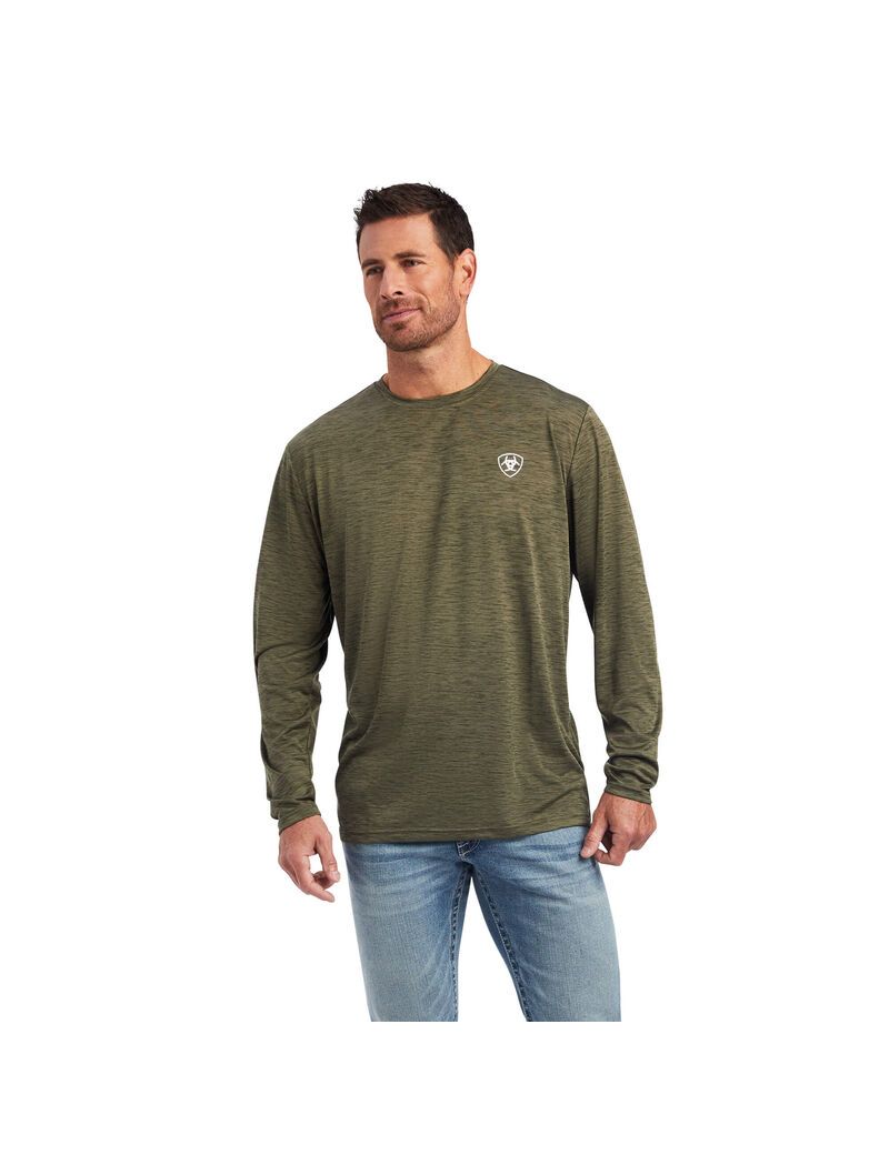 T Shirts Ariat Charger Camo Flag Vert Olive Homme | XSZ-21917886