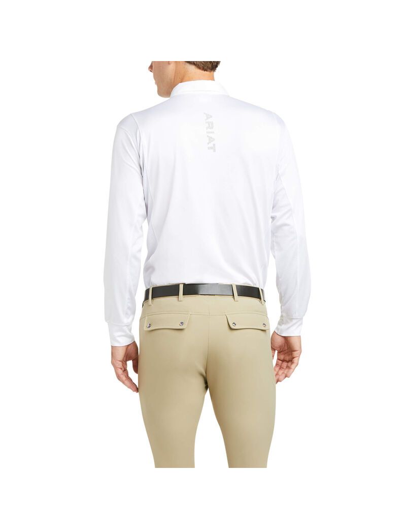 Chemises Ariat TEK Long Sleeve Show Blanche Homme | WBQ-50729378