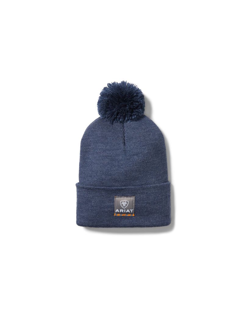 Chapeaux Ariat Rebar Pom Beanie Bleu Femme | BLP-19729252