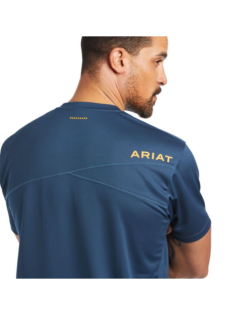 Vêtements De Travail Ariat Rebar Polartec Elite All Season T Shirts Bleu Vert Foncé Homme | AAY-37580210