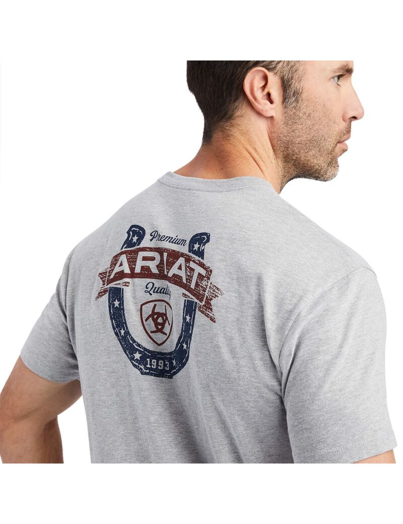 T Shirts Ariat Lucky Horseshoe Grise Homme | KJU-13524755