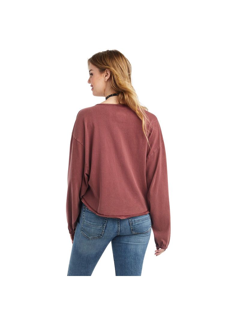 Hauts Ariat Pinon Henley Bordeaux Femme | COO-09519370