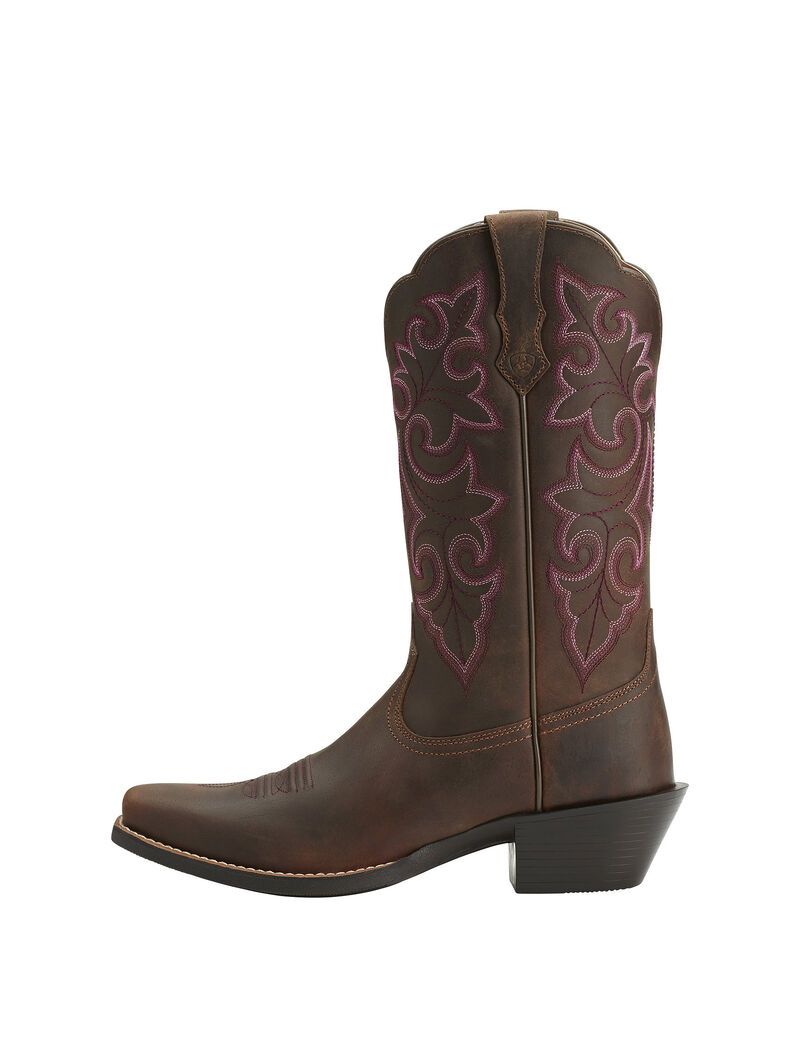 Bottes Western Ariat Round Up Square Embout Marron Femme | KJS-86497253