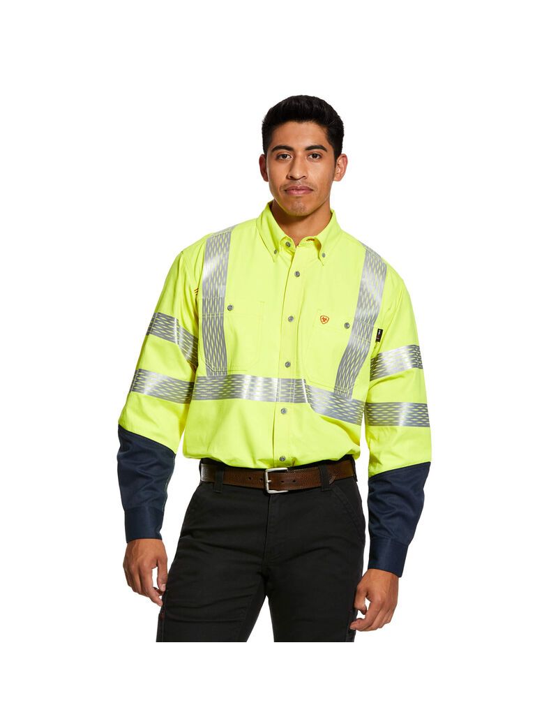 Chemises De Costume Ariat FR Hi-Vis Travail Jaune Homme | XDD-67301248