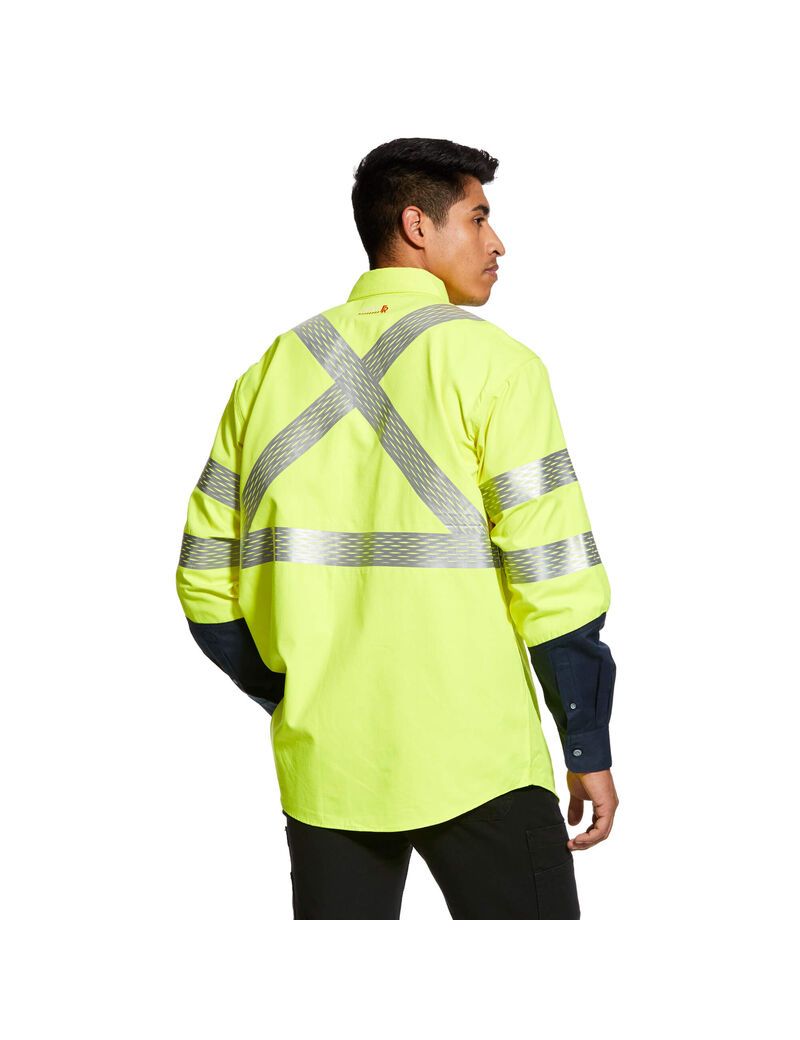 Chemises De Costume Ariat FR Hi-Vis Travail Jaune Homme | XDD-67301248