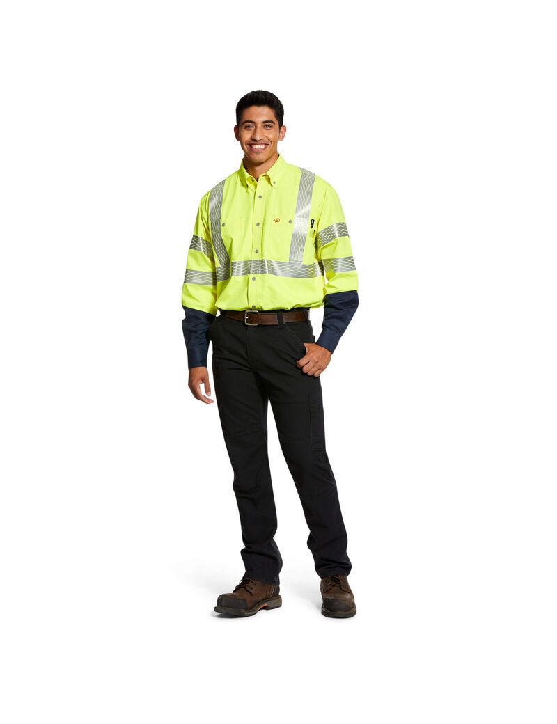 Chemises De Costume Ariat FR Hi-Vis Travail Jaune Homme | XDD-67301248