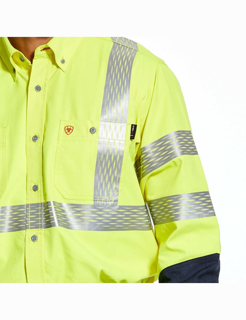 Chemises De Costume Ariat FR Hi-Vis Travail Jaune Homme | XDD-67301248