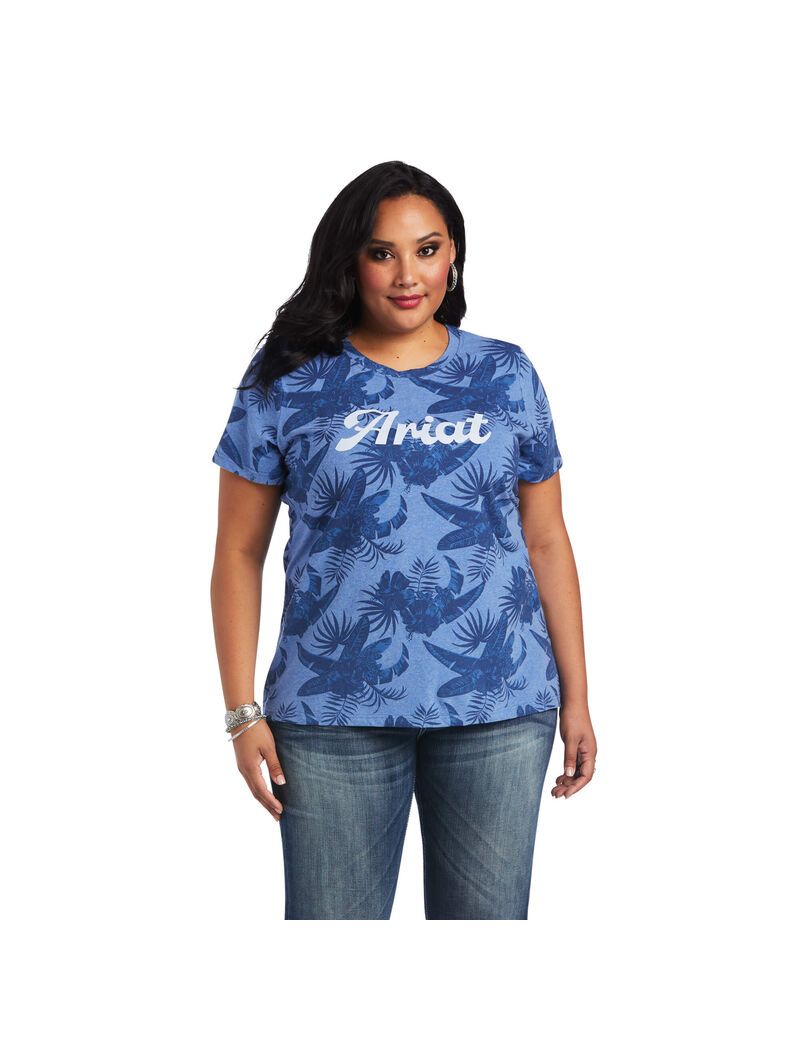 Hauts Ariat REAL Island Tee Grise Femme | YNB-01488657