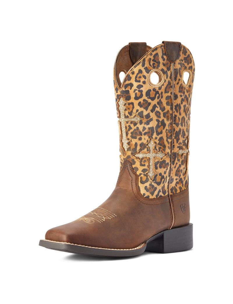 Bottes Western Ariat Round Up Crossroads Marron Femme | HBV-74066688