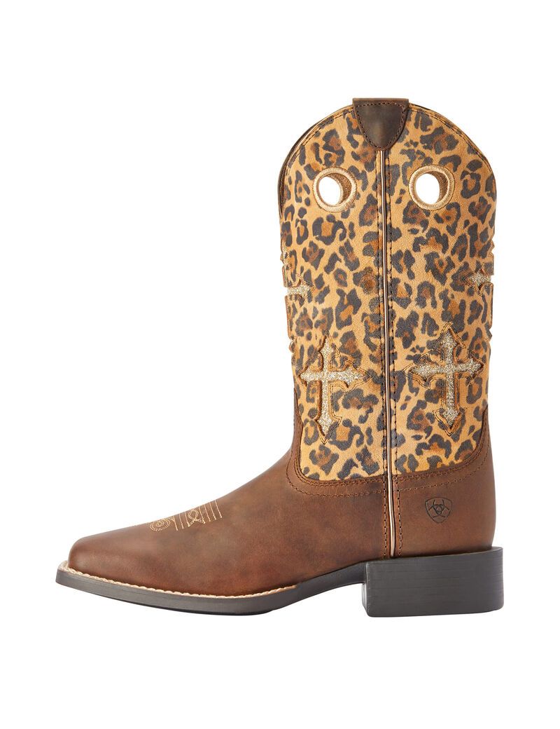 Bottes Western Ariat Round Up Crossroads Marron Femme | HBV-74066688